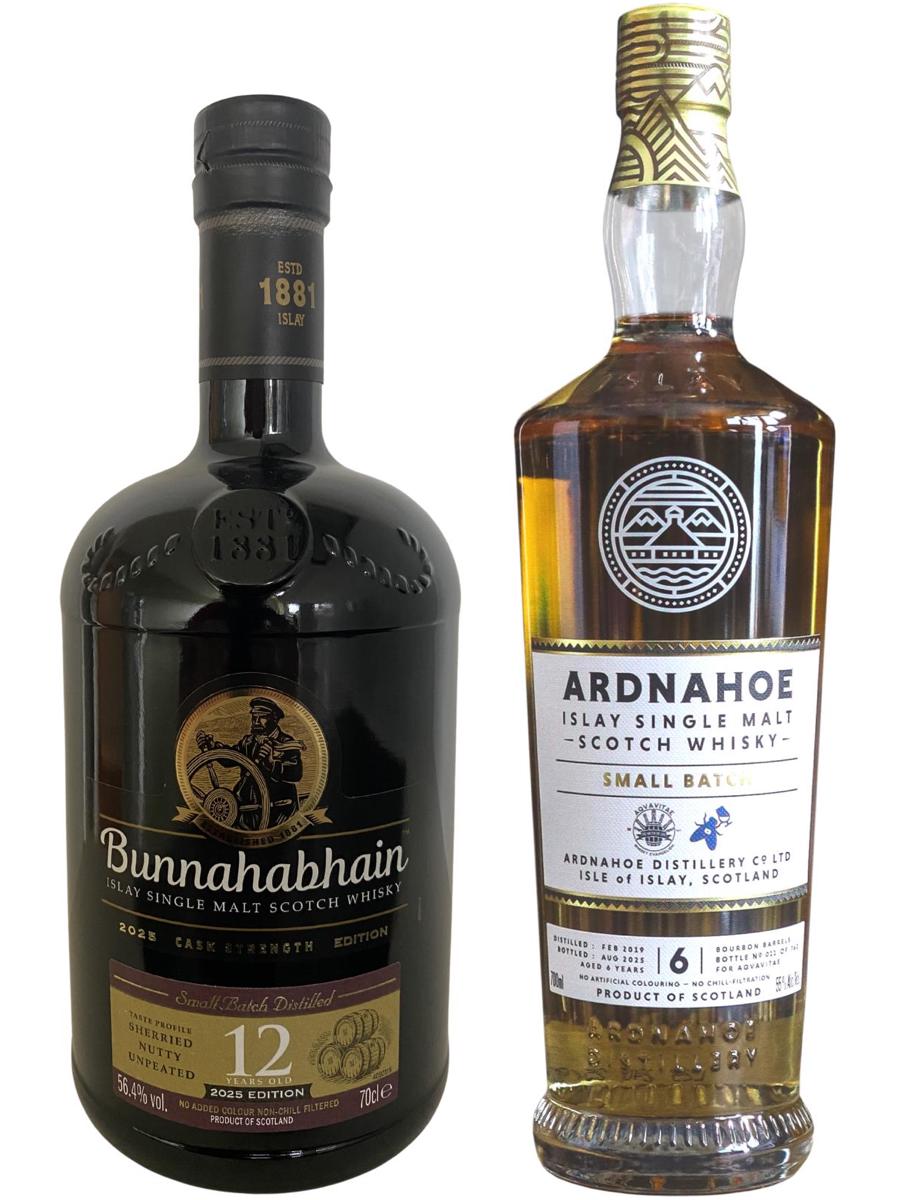 Bunnahabhain 12 Year Old Cask Strength (2025 Edition) & Ardnahoe 6yo Aqvavitae Small Batch