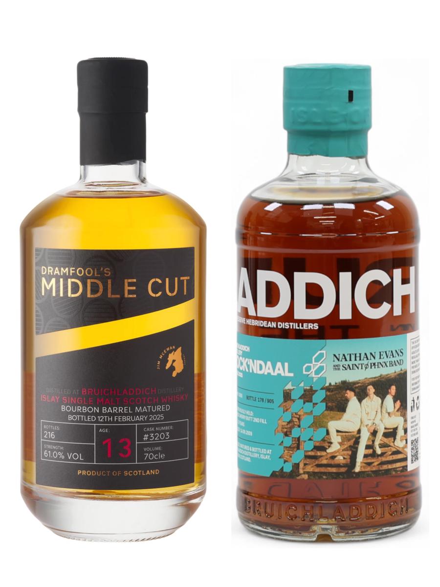 Dramfool Middle Cut Bruichladdich 13yo Cask #3203 & Bruichladdich 15yo Rock'ndaal valinch Fèis Ìle 2025 Cask #3069