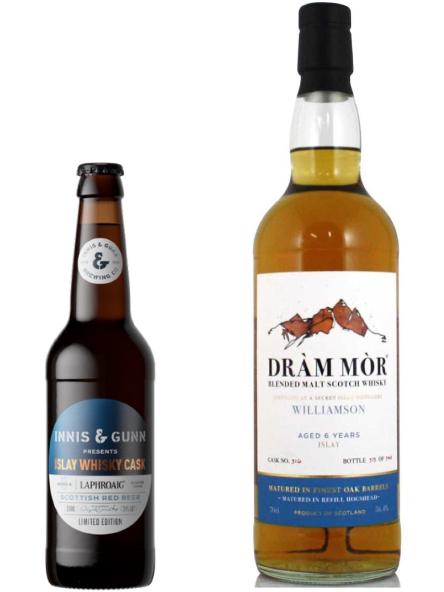 Innis & Gunn Islay Whisky Cask (2022 release) & Dram Mor Williamson 6yo Cask #316