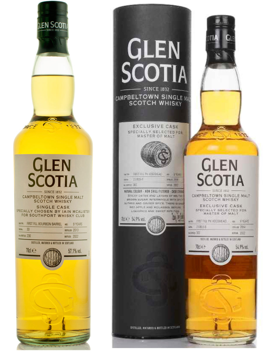 Glen Scotia Southport Whisky Club Cask #33 & Glen Scotia 8 Year Old 2014 (cask 21/655-9) - Master of Malt Exclusive Cask