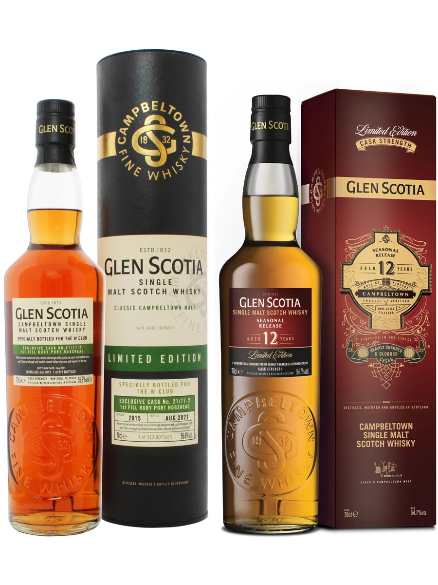 Glen Scotia 2015 Ruby Port Single Cask 21/77-2 & Glen Scotia 12yo 2021 Seasonal Release