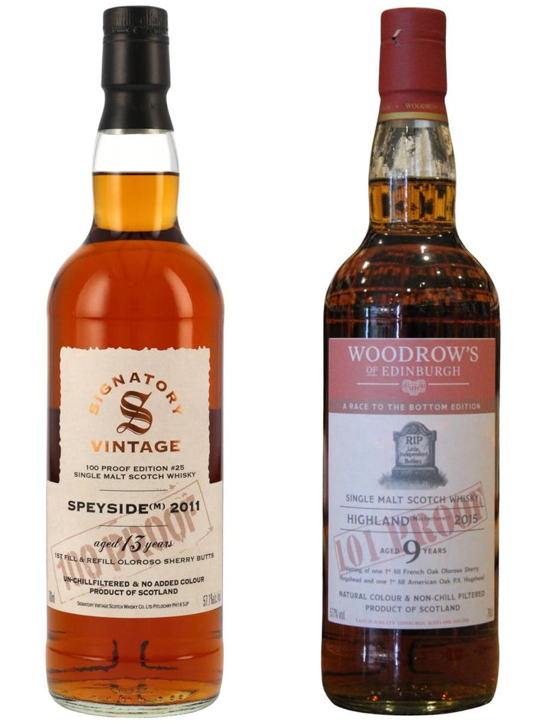 Signatory Vintage 100 Proof Edition #25 - Speyside (M) & Woodrow’s “Race to the Bottom Edition” (M)otherlover 101 Proof